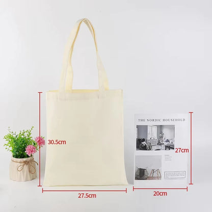 Wholesale 50pcs/Lot Reusable Canvas Tote Bags Custom Logo Shopping Bags Bulk Promotional Eco-Friendly Cotton Grocery Bags