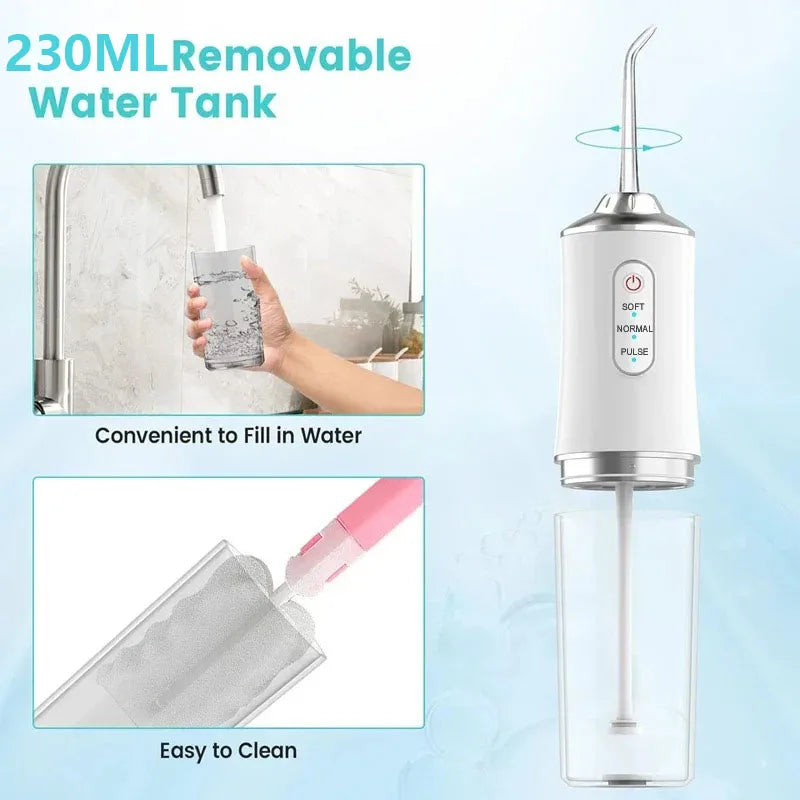 Water Dental Flosser Pick Cordless Oral Irrigator Rechargeable Travel Irrigation Cleaner Electric Flossing for Teeth Cleaning