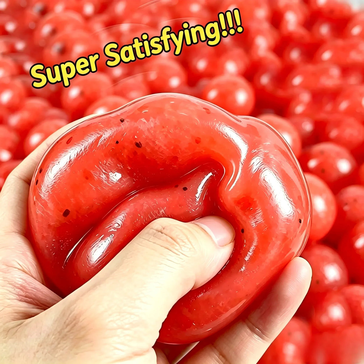 Passion Fruit Vaseline Filling Squeeze Ball, Yellow TPR Squishy Fidget Toy with Black Seeds, Crinkling Sound Ice‑Slush Texture