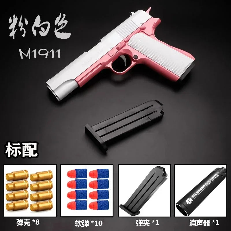 2025 gift shell soft shotgun M1911 children's toy gun bullet simulation boy's toy