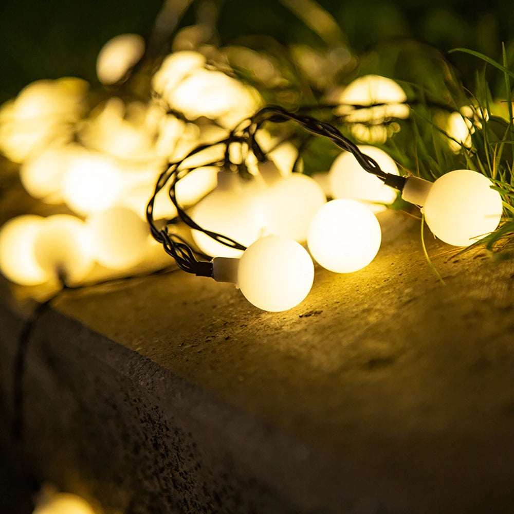 Solar String Lights Outdoor 200 LED Crystal Globe Lights Waterproof Solar Festoon Fairy Light for Garden Christmas Party Decor