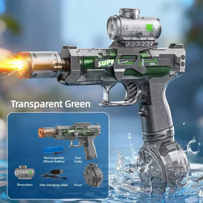 Children Energy Gathering Ring Electric Water Gun Led Emitting Automatic Continuous Water Squirt Gun Summer Outdoor Toy for Kids