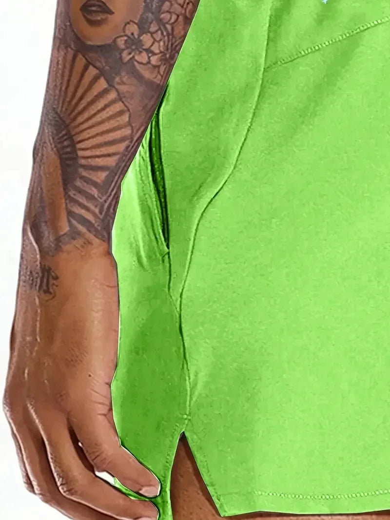 Men 2025 New  Summer Beach New Models Solid Color Fashion Leisure Comfortable Elastic Waist Double Pockets Cool Sports Shorts