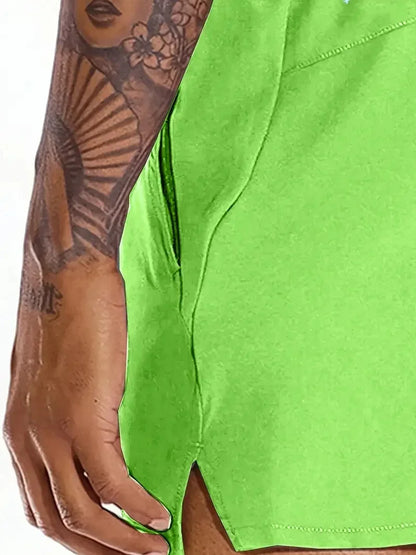 Men 2025 New  Summer Beach New Models Solid Color Fashion Leisure Comfortable Elastic Waist Double Pockets Cool Sports Shorts