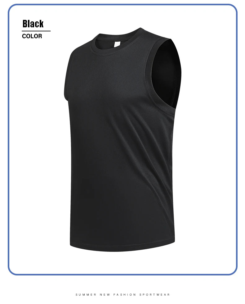 Men's New Large Size Breathable Ice Silk Quick Dry Sleeveless Vest Round Neck Casual Running Fitness M-8xl Summer Sports T-Shirt