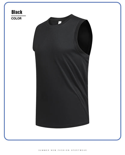 Men's New Large Size Breathable Ice Silk Quick Dry Sleeveless Vest Round Neck Casual Running Fitness M-8xl Summer Sports T-Shirt