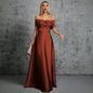 Mgiacy Line neck irregular cross pleated satin gown ball dress Party dress bridesmaid dress