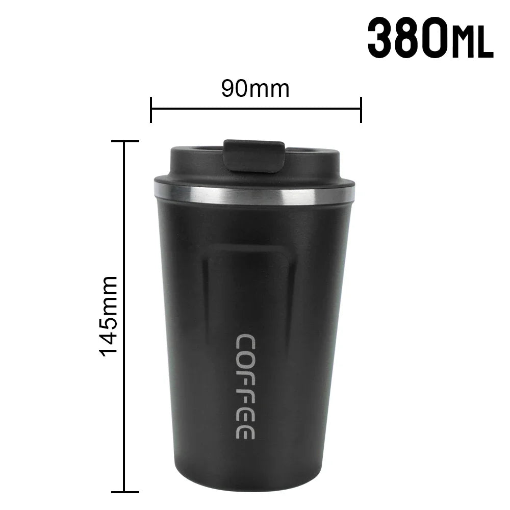 Thermo Cafe Coffee Mug Car Thermos, 380/510ml Leak-Proof Travel Cup for Tea Water Coffee, Double Stainless Steel