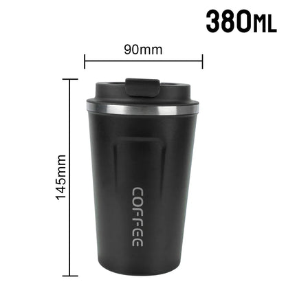 Thermo Cafe Coffee Mug Car Thermos, 380/510ml Leak-Proof Travel Cup for Tea Water Coffee, Double Stainless Steel