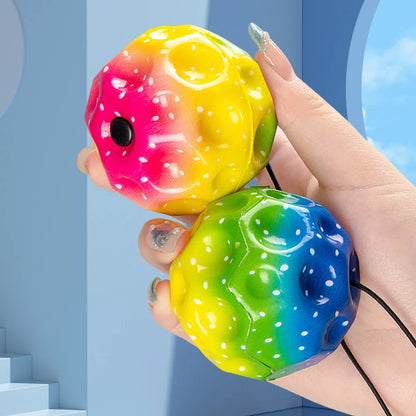 Wrist Return Ball Rubber Sport Ball with Strap and String Rebound Bouncy Balls Toy for Teens Adults Wrist Exercise or Play