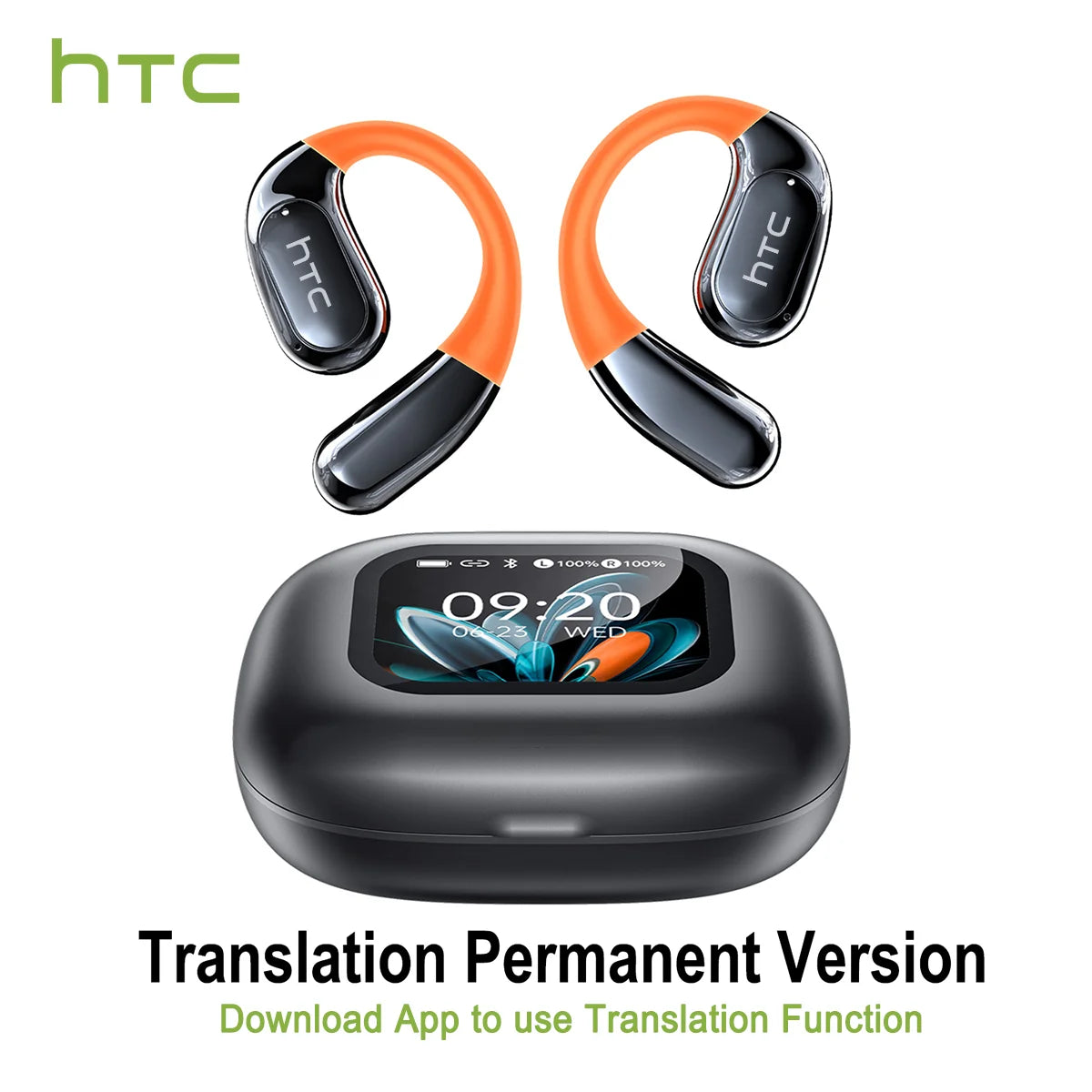 NE27 Bluetooth V5.4 Earphones OWS Sports Bluetooth Wireless Headphones AI Translator Earbuds LCD Touch Screen Open-Ear