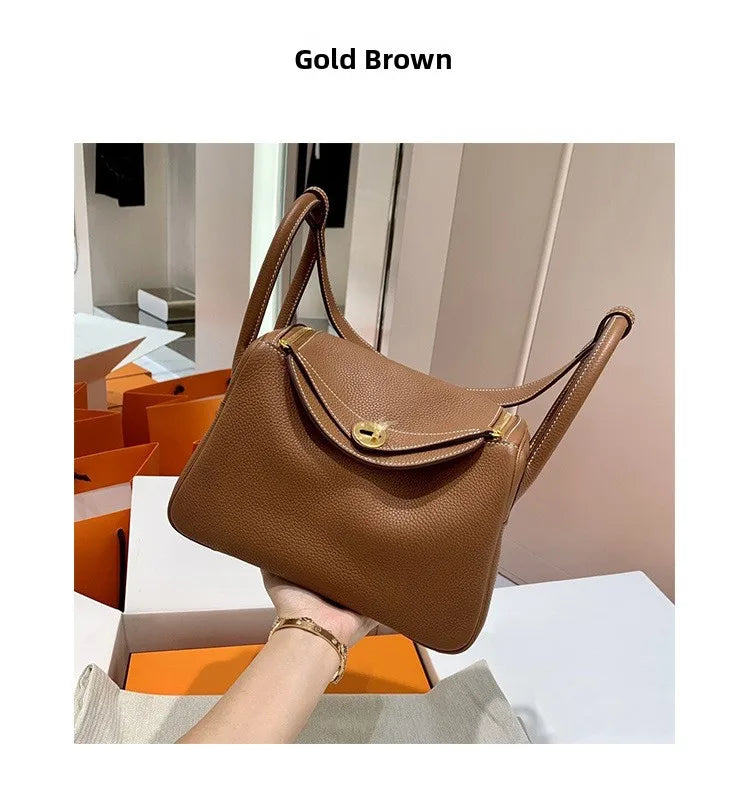 Women's Handbag 2025 New Style Top Layer Cowhide Leather Lundy Mini Doctor Bag Genuine Leather Handbag Single Shoulder Crossb...