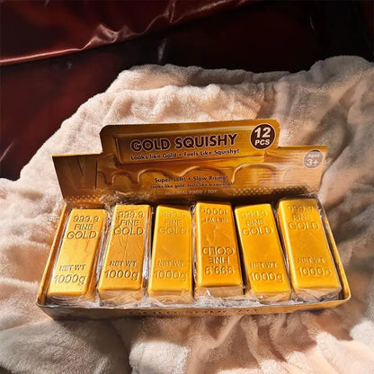 Slow Rebound PU Sensory Toy New Soft Gold Brick Squeeze Toys Gold Bars Decompression Toy For Kids