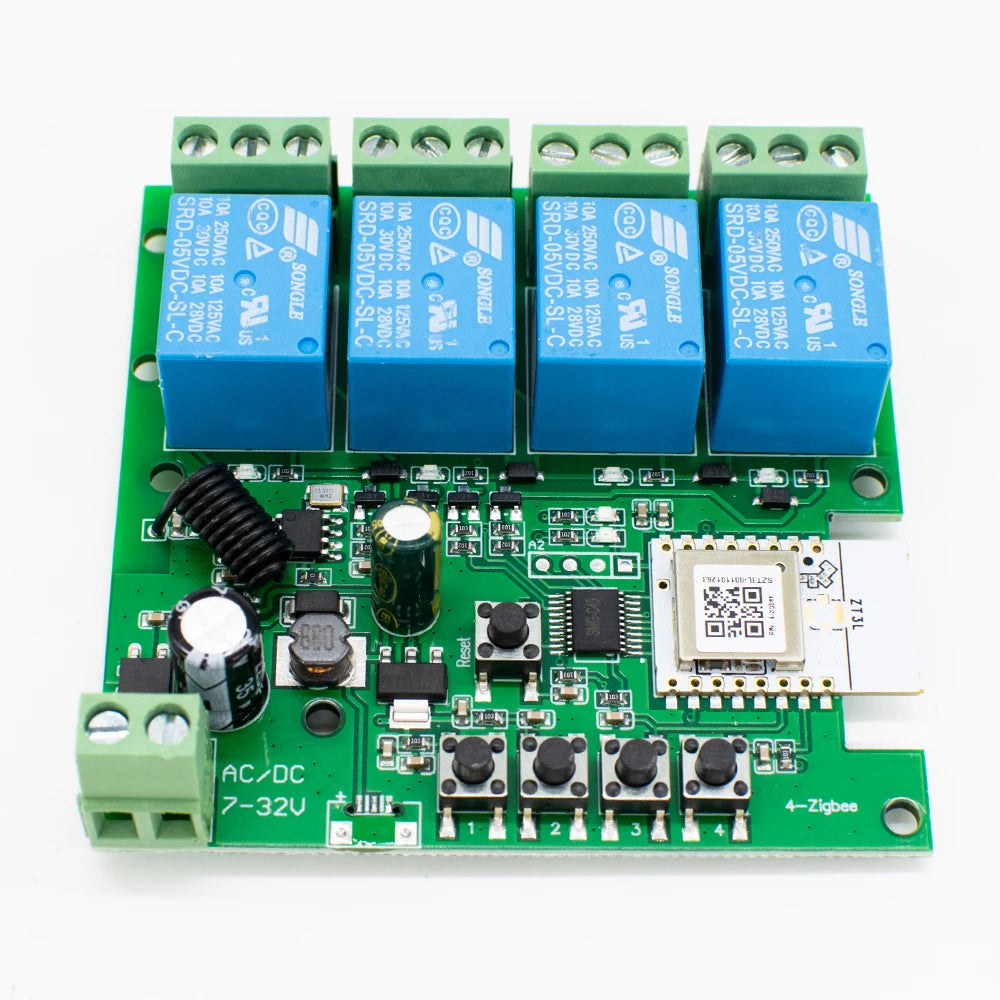 Zigbee Tuya Smart Home Relay 1/2/4CH Motor Switch Module,DC 12V 24V 32V 110V,4 Channel Radio RF Remote Control Alexa Google Home