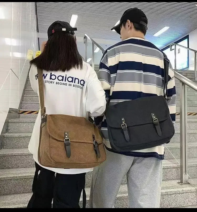 Canvas Large Capacity Mens Casual Handbags Vintage Shoulder Messenger Bag Leisure Student Satchel Package Bolsos Crossbody Bags