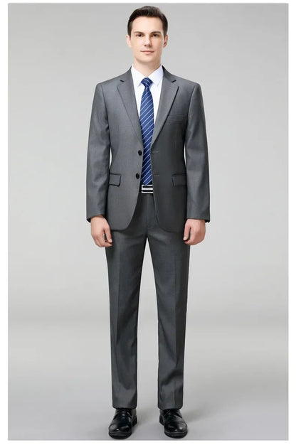 Suit S-8XL (Blazer+ Trousers) Men's Fashion Business Plus Size Gentleman's Casual Shirt for Work Slim-fit Wedding Formal Suit