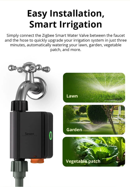 SONOFF SWV SONOFF Water Valve SWV-BSP Zigbee IP55 Irrigation System Setting Controller Home Automate Compatible with Alexa Googl