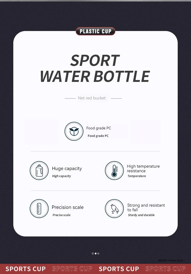 1.7L/2.7L/4L/5L Sports Water Bottle Gym Cycling Cup Portable Large Capacity Water Bottle For Fitness Camping Men Water Kellte