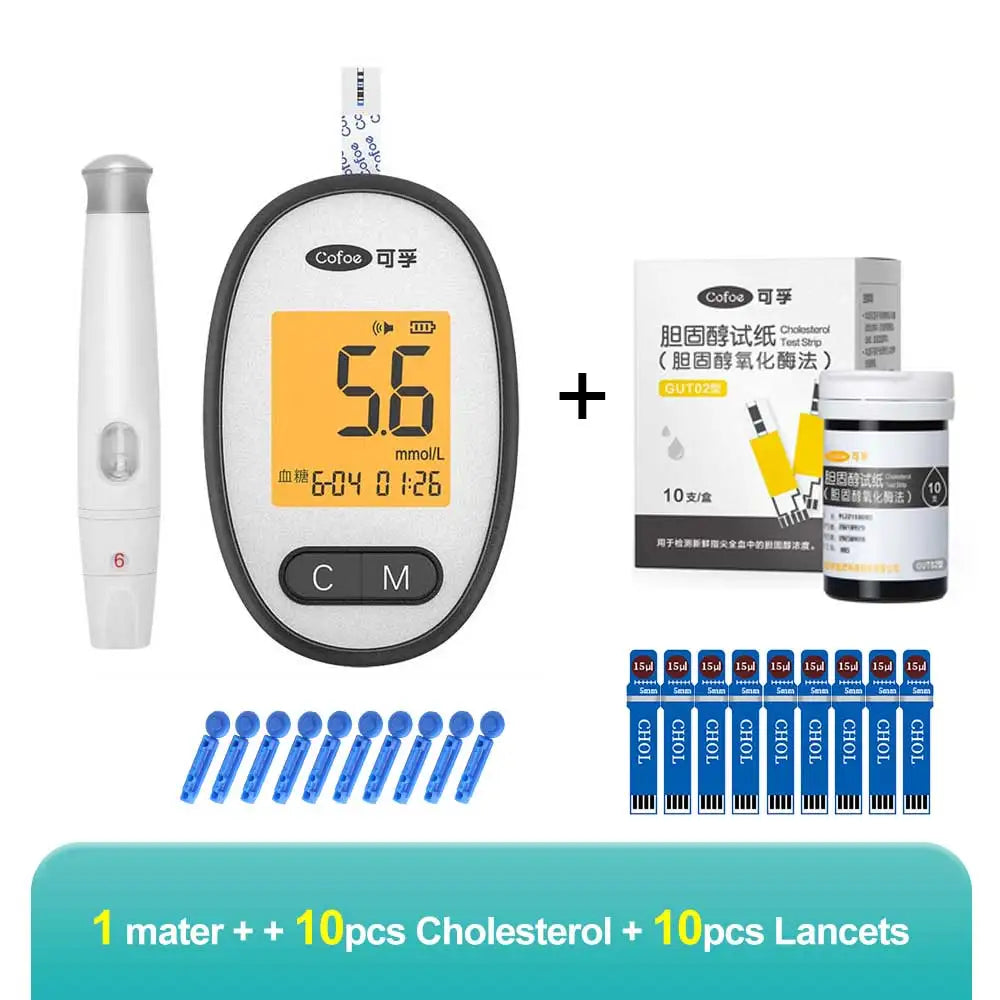 Cofoe Uric Acid, Glucose, Cholesterol 3-in-1 Monitor - Medical Grade Accuracy Blood Glucose Meter Uric Acid Cholesterol Monitor