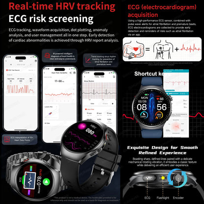 2026 New AI-Diagnosis Care Smartwatch ECG+PPG Accurate Uric Acid Blood Pressure Body Fat Five Organ Fitness Waterproof Smartwatc