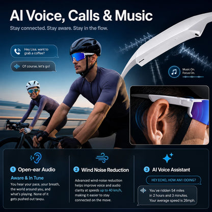 Smart POV Camera Glasses 8MP HD 4K60FPS POV Video Anti-Shake Open-Ear Audio Voice Assistant Running Cycling Sunglasses Men Women
