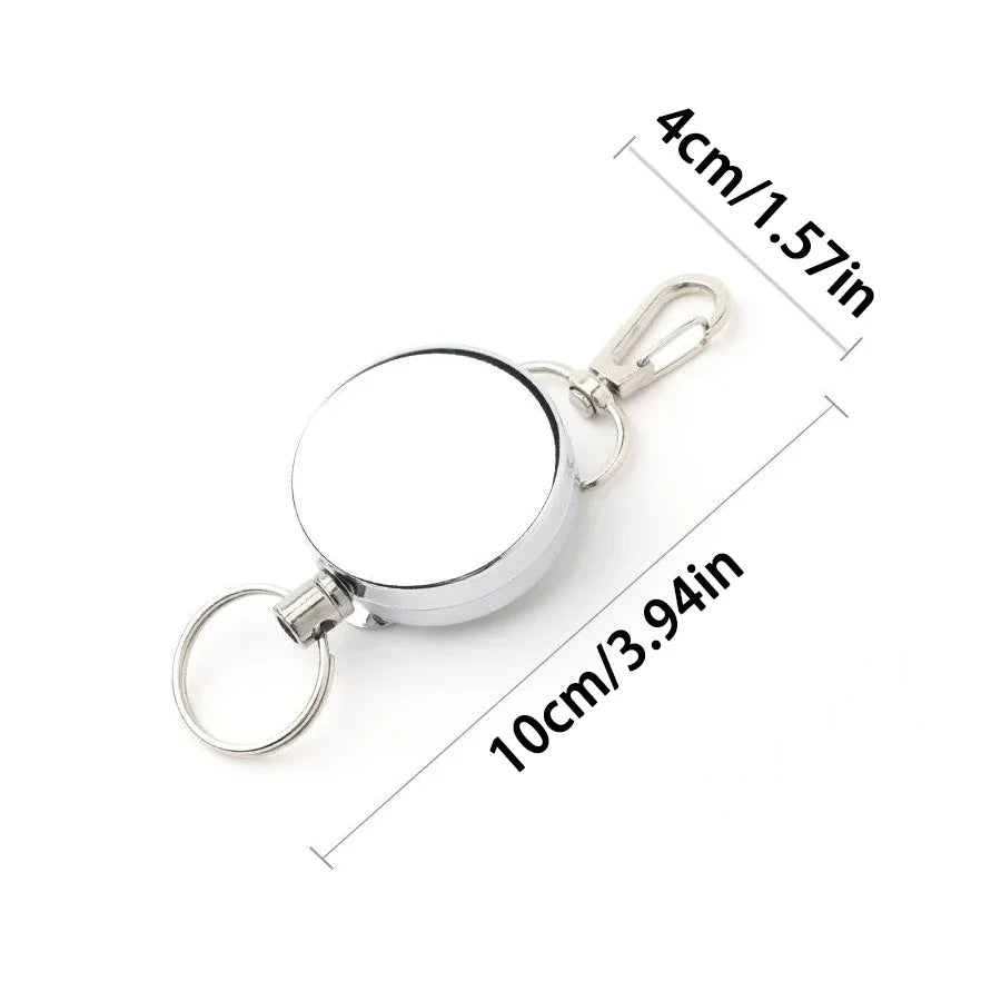 Stainless Steel Wire Rope Elastic Keychain Recoil Sporty Retractable Alarm Key Ring Anti Lost Yoyo Ski Pass ID Card