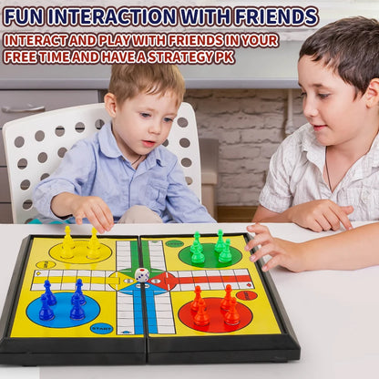 International Ludo Board Game for Kids: Portable Folding Chess Set, Educational Toy, Party Table Game for Elementary Students