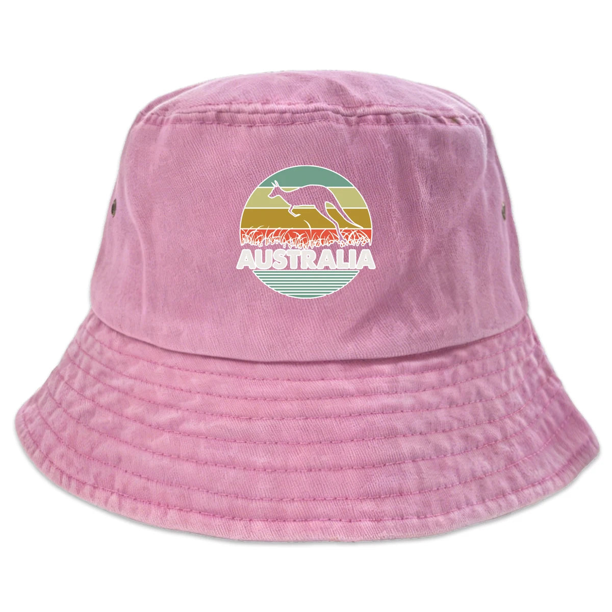 "AUSTRALIA" Kangaroo Printed Bucket Hat Trendy Simple Summer Hip Hop Fishing Hat For Gifts Unisex Outdoor Accessory Travel Hat