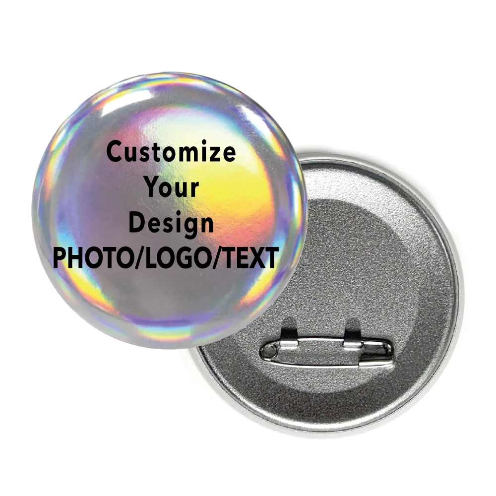 Personalized Round Badges Brooches Custom Photo Handwriting Diy Text or Graphic Pins Accessory Gifts for Kids