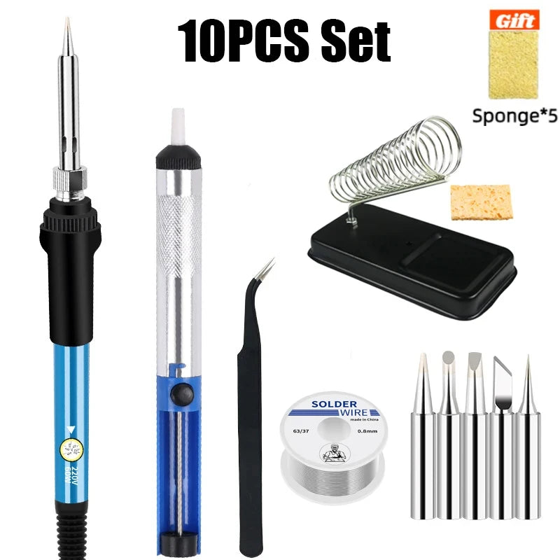 EU/US Solder Solder Iron Repair Soldering 220V/110V Electric Tool 60W Nib Heating Adjustable Welding Tin Temperature/Solder wire