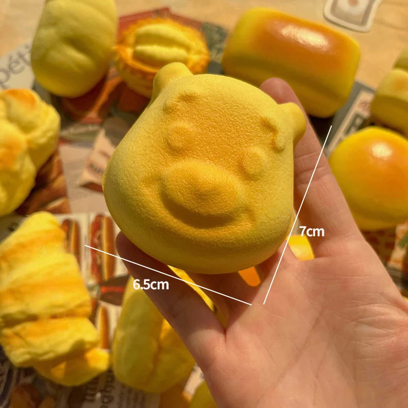 Simulation Croissant Bread Toast Squishy Fidget Slow Rebound Super Soft Cake Squeezing Office Stress Relief Relax Ornament