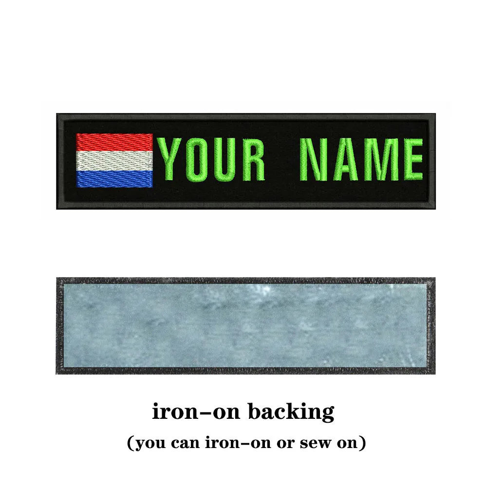 Dutch Flag Netherlands 10X2.5cm Embroidery Custom Name Text Patch Stripes Badge Iron On Or  Patches