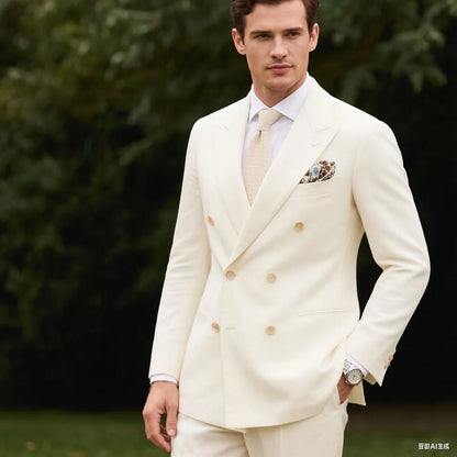 Smart Casual Wedding Men's Suits Slim Fit Tuxedo Blazer Set 2 Piece Formal Business Suit for Groom with Blazer And Pants
