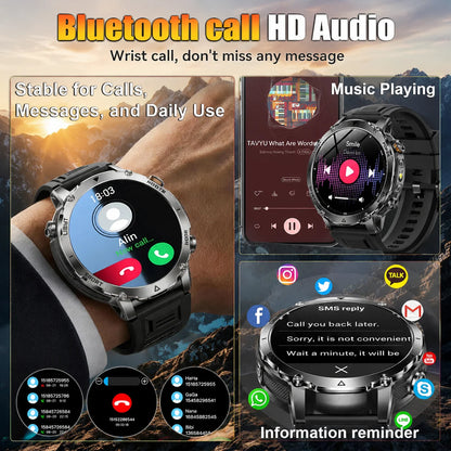 2026 Nowy Wojskowy CZOŁG Smartwatch Połączenia Bluetooth Wodoodporność 10ATM Bateria 1400mAh Monitorowanie Tętna Zegarek Sportowy Outdoor Męski