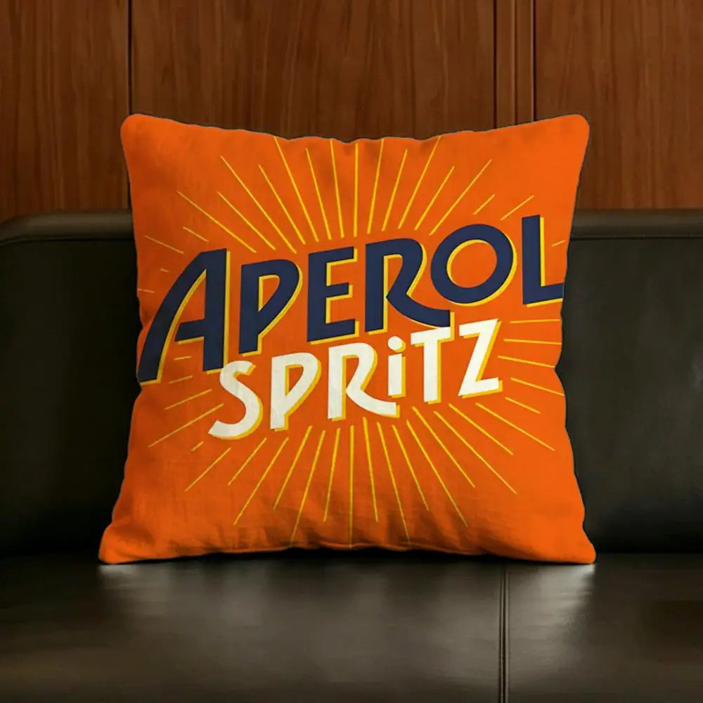 Brand A-Aperol L-Logo S-Spritz Cushion Cover Natural Linen Pillowcase Set, All-in-One Decor for Sofa, Bedroom & Chair