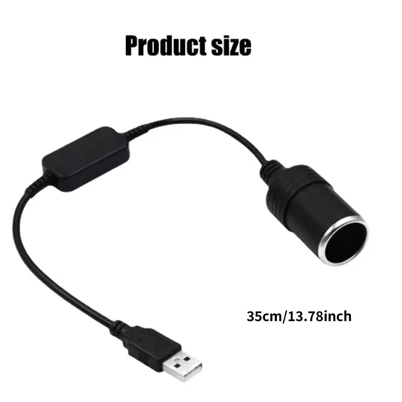 1pc 5V 2A USB To 12V Cigarette Lighter Socket USB Male to Female Cigarette Lighter Adapter Converter Car Electronics Accessories