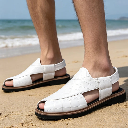 Men's Summer Breathable Soft-Soled Roman Sandals Anti-Slip Comfortable Slip-On Casual Covered-Toe Shoes-2021
