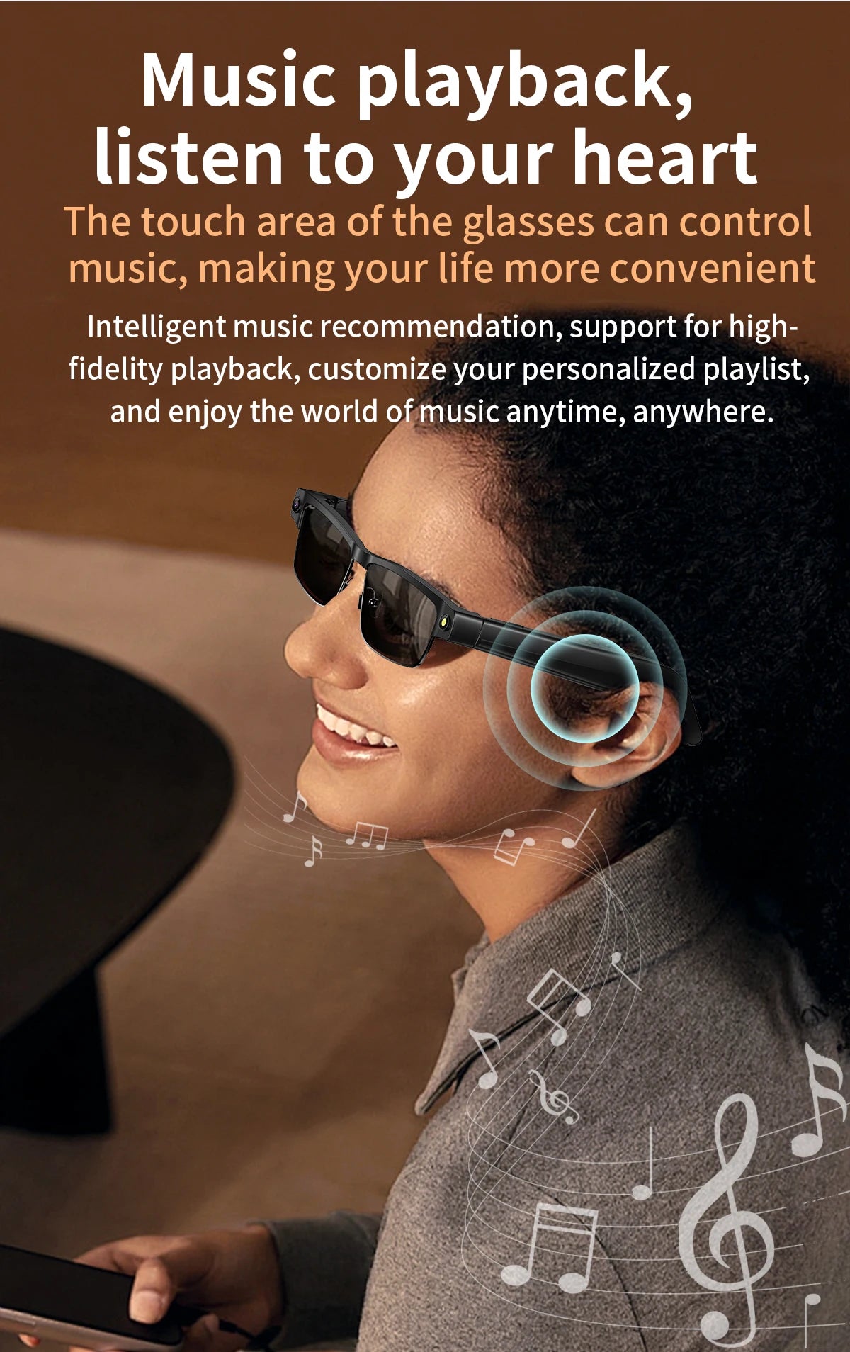 800W Pixel Camera Smart Glasses Photo Video Record BT Call Al Object Recognition Voice Assistant Translation Music Sunglasses