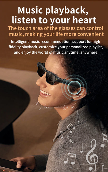 800W Pixel Camera Smart Glasses Photo Video Record BT Call Al Object Recognition Voice Assistant Translation Music Sunglasses