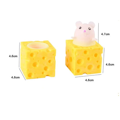 PVC Cheese Mouse Decompression toy Stress Relief Squeeze Anti Stress Toy Pop Up Funny Fidget Toys children