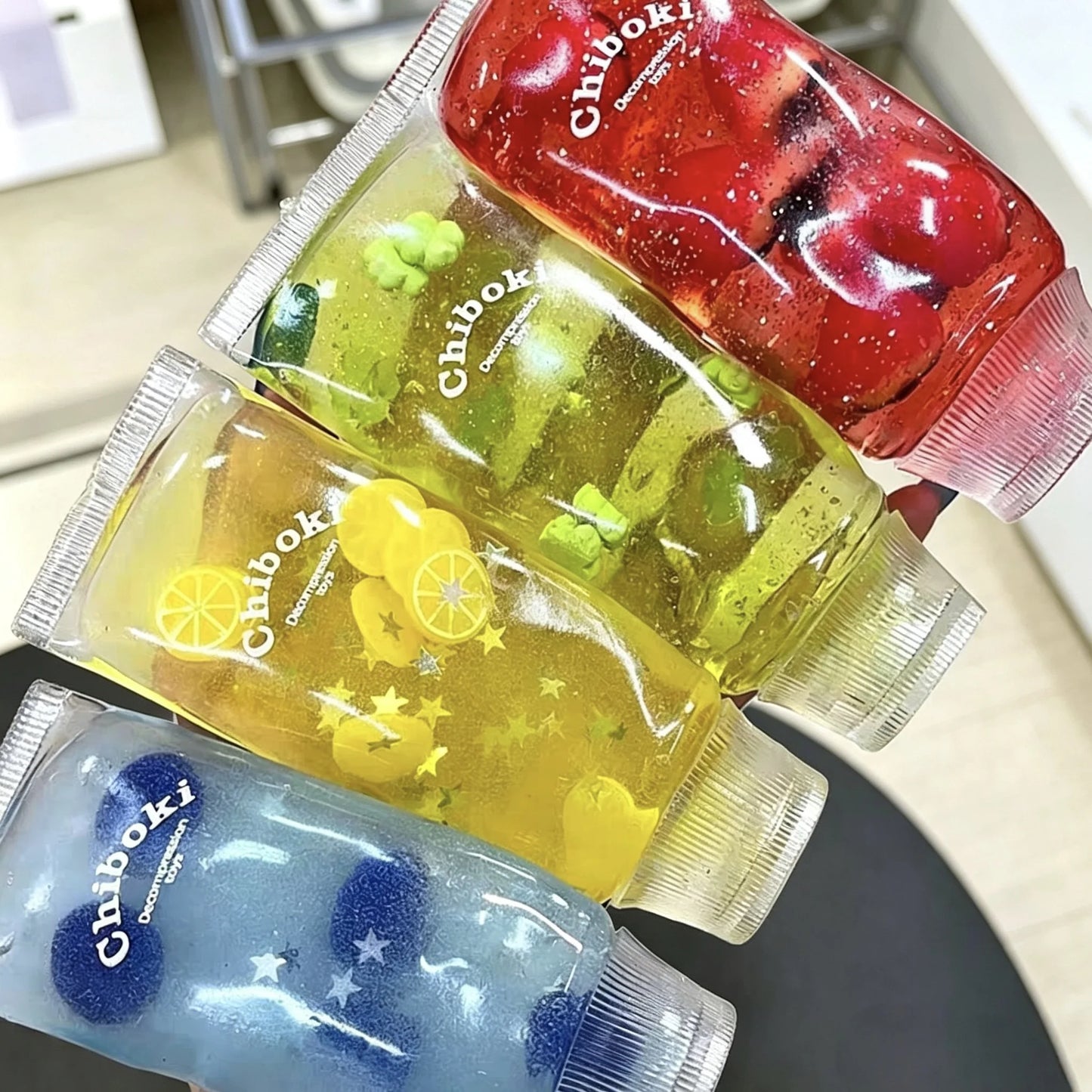 Chiboki Clear Tube Fruit Bead Squeeze Fidget Jelly Squishy Toy Anti-Stress Decompression Applicable To High Pressure Individuals