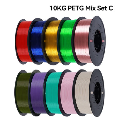 KINGROON 22LBS PETG or PLA filament 3D Printer Filament 10 Rolls 1KG 1.75MM Eco-Friendly Good Toughness Mix Color Free Shipping