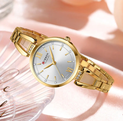 CURREN 9092 Quartz Watches Women Elegant Bracelet Stainless Steel Strap Rhinestone Fashion Ladies Simple Watch Gifts reloj mujer