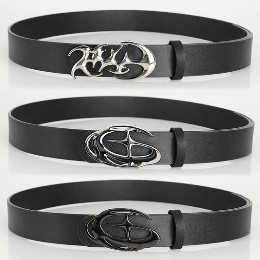 Punk Waist Belt with Geometric Alloy Needle Buckle, Stylish Men Women Accessory, Strap Suitable for Daily Wear and Gift Giving
