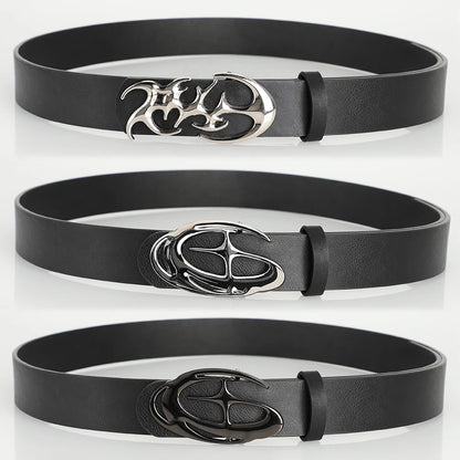 Punk Waist Belt with Geometric Alloy Needle Buckle, Stylish Men Women Accessory, Strap Suitable for Daily Wear and Gift Giving