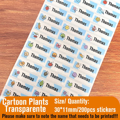 200Pcs Custom Waterproof Hebrew Name Stickers Personalized Children Hologram Label  Sticker With Students School Stationery Tag