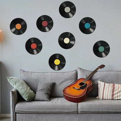 8PCS Vinyl Record Wall Stickers Decal Mural Living Room Bedroom Random Style Bar Coffee Shop Interior Wall CD Home Decoration