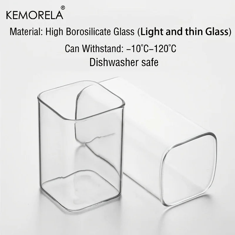 1PCS 24 Letter-Shaped Glass Tumblers with Lid And Straw Coffee Tumbler 300ML Clear Square Drinking Tumbler For Coffee Beer Milk