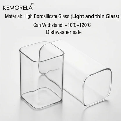 1PCS 24 Letter-Shaped Glass Tumblers with Lid And Straw Coffee Tumbler 300ML Clear Square Drinking Tumbler For Coffee Beer Milk