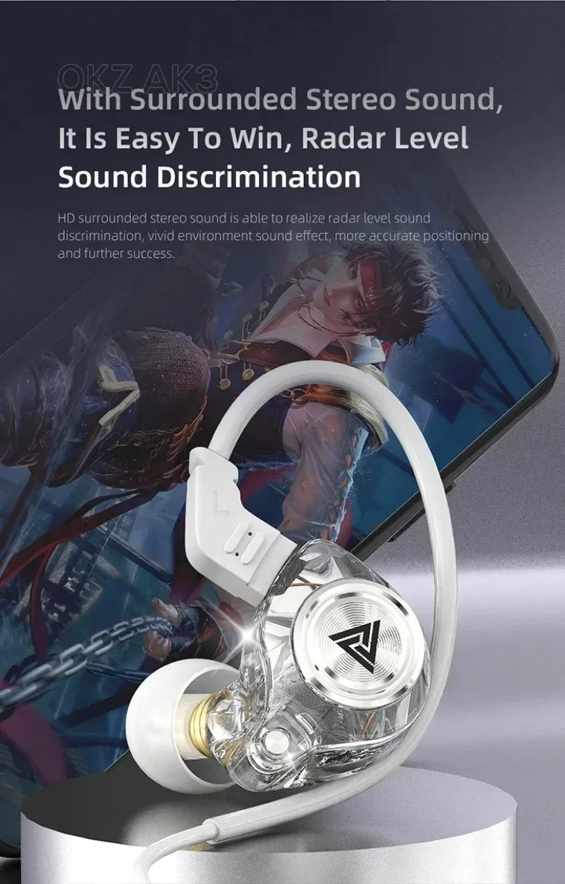 QKZ CK5 FiLe Wired Earphone Professional Gaming And Sports Noise Cancelling Headphones with Microphone HiFi Music Earphone